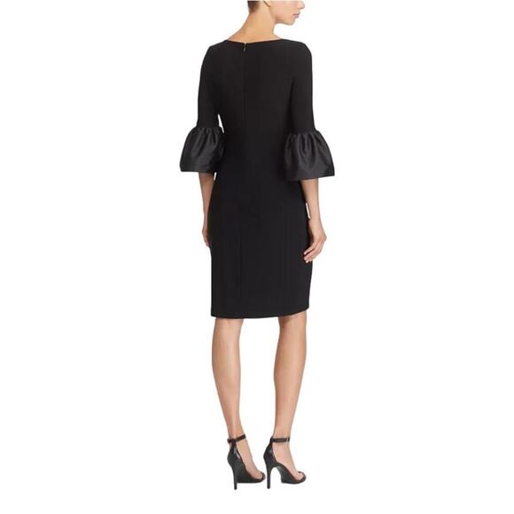Lauren Ralph Lauren Black Bell Sleeve Cocktail Sheath Dress Large - Picture 5 of 12
